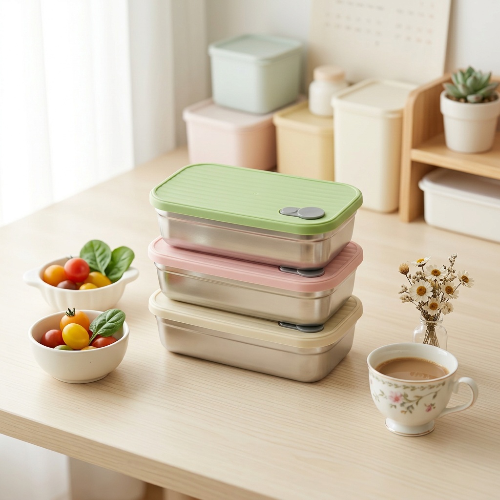 Food Storage Stackable Containers - Lonchera de Acero Inoxidable, Recipientes Metálicos