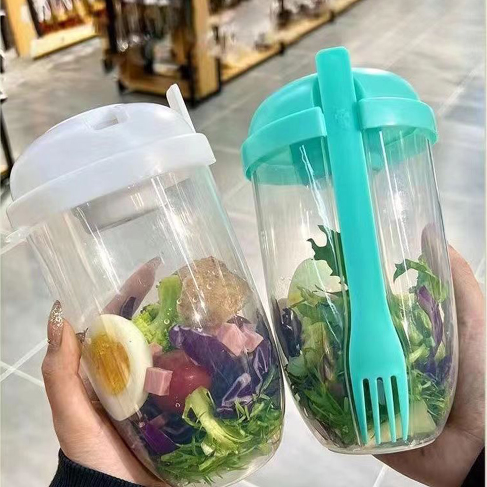 Salad Dressing Bottle - Agitador de ensalada portátil blanco/verde, vaso