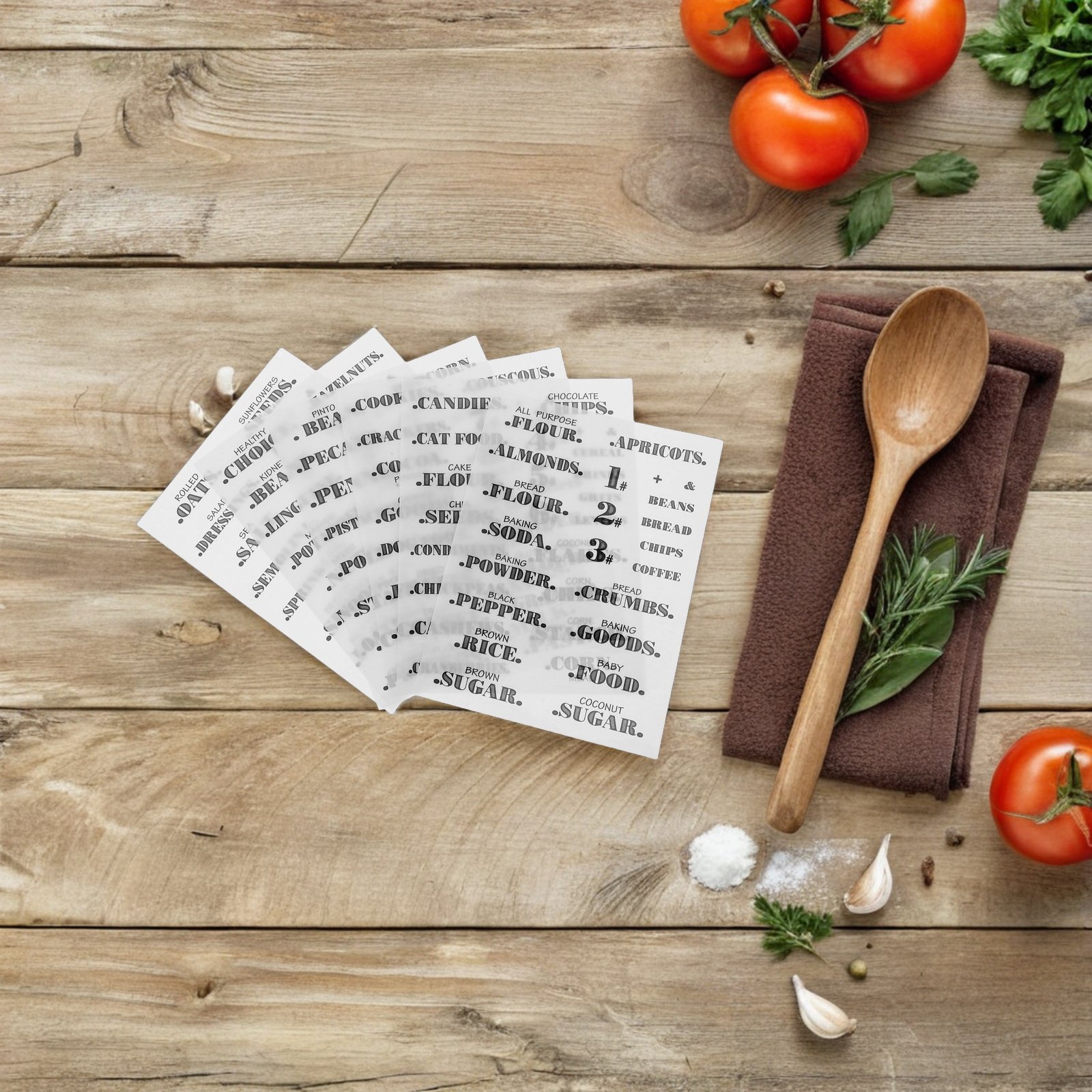 Food Storage Jar Labels - 6 Hojas de Etiquetas Transparentes Impermeables