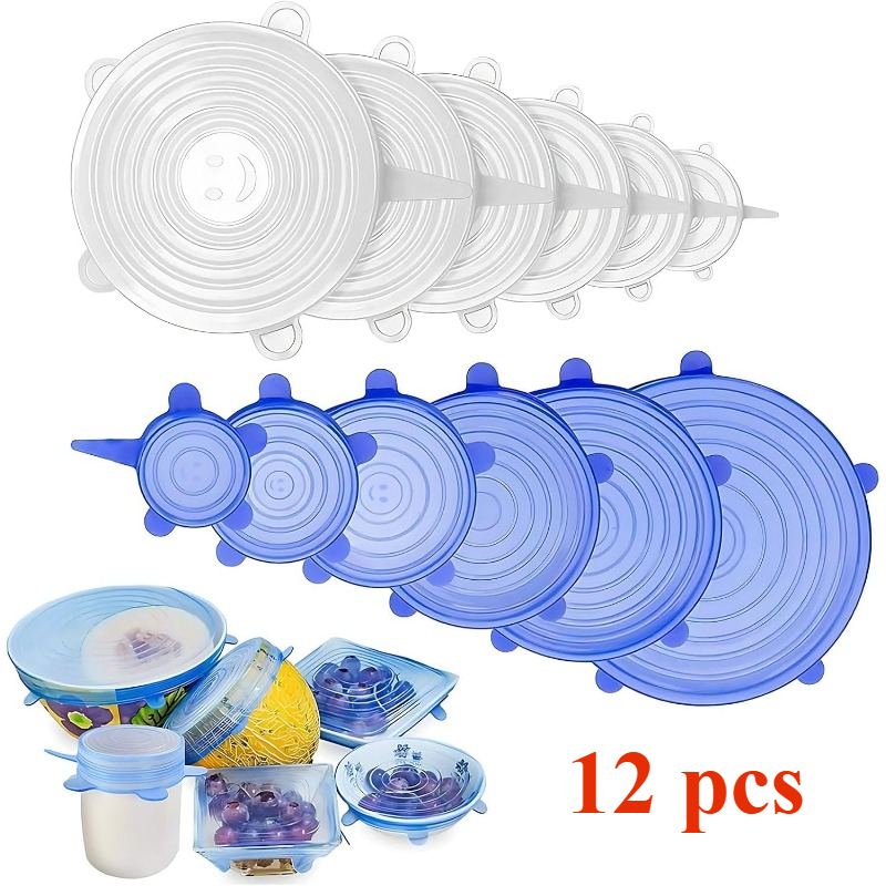 Silicone Stretch Lid - Paquete de 12 tapas elásticas de