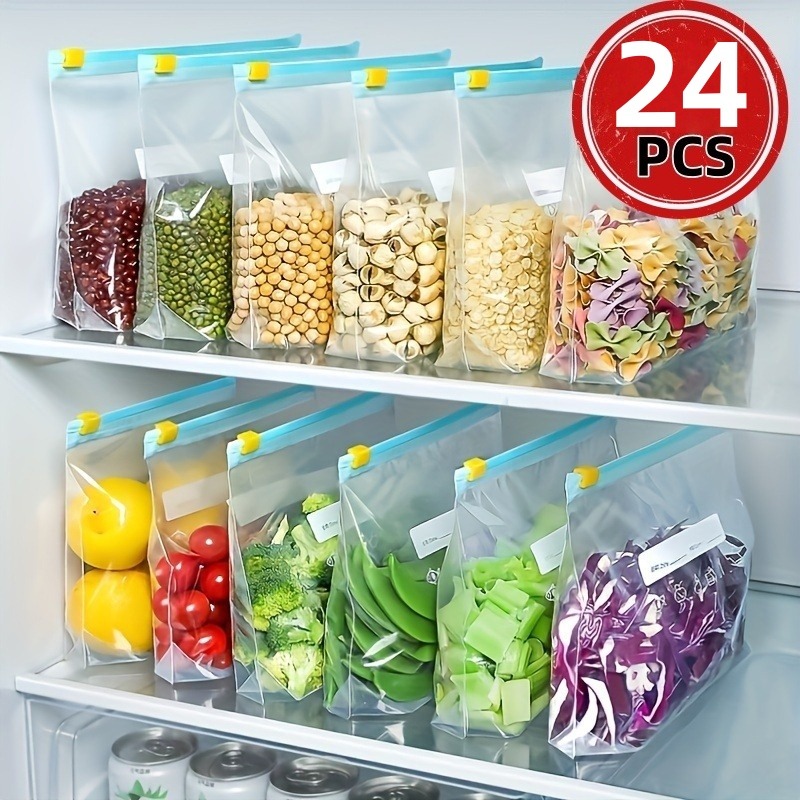Food Storage Ziploc Bags - 24 bolsas reutilizables con cierre hermético