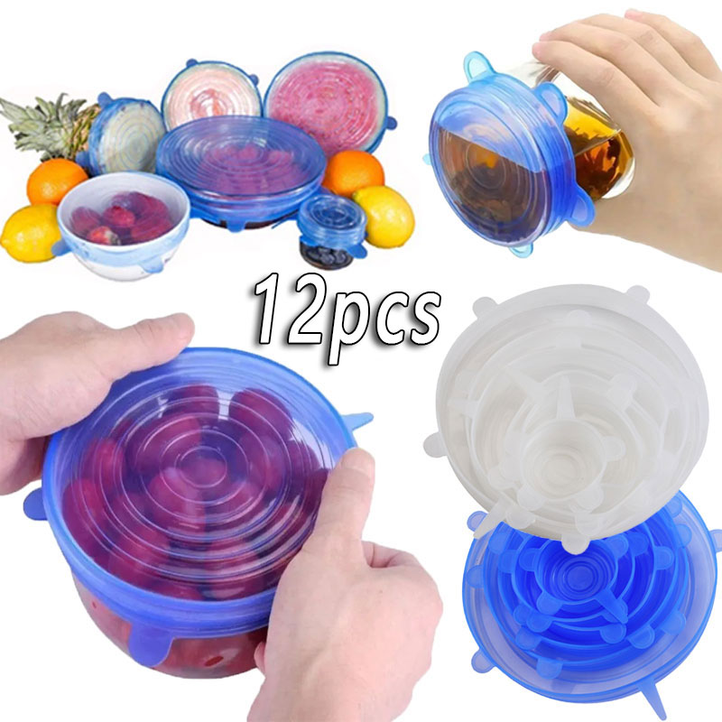 Silicone Stretch Lid - 6/12 piezas Tapas de silicona de