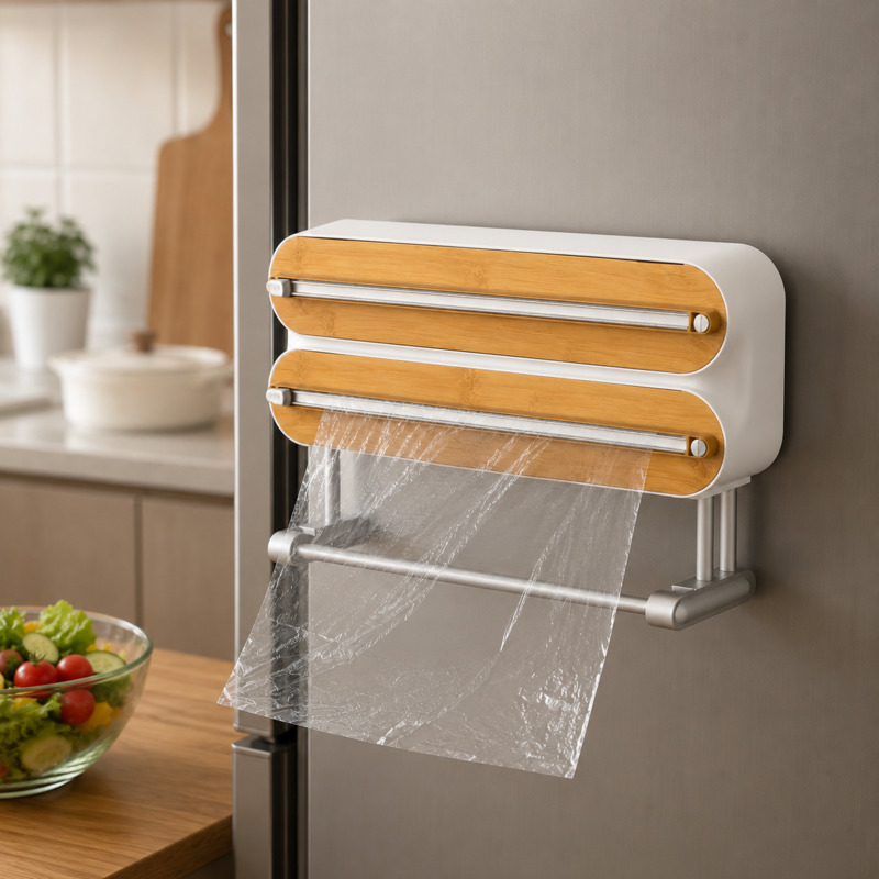 Food Storage Cabinet For Kitchen - Dispensador de Papel Film Magnético, Cortador