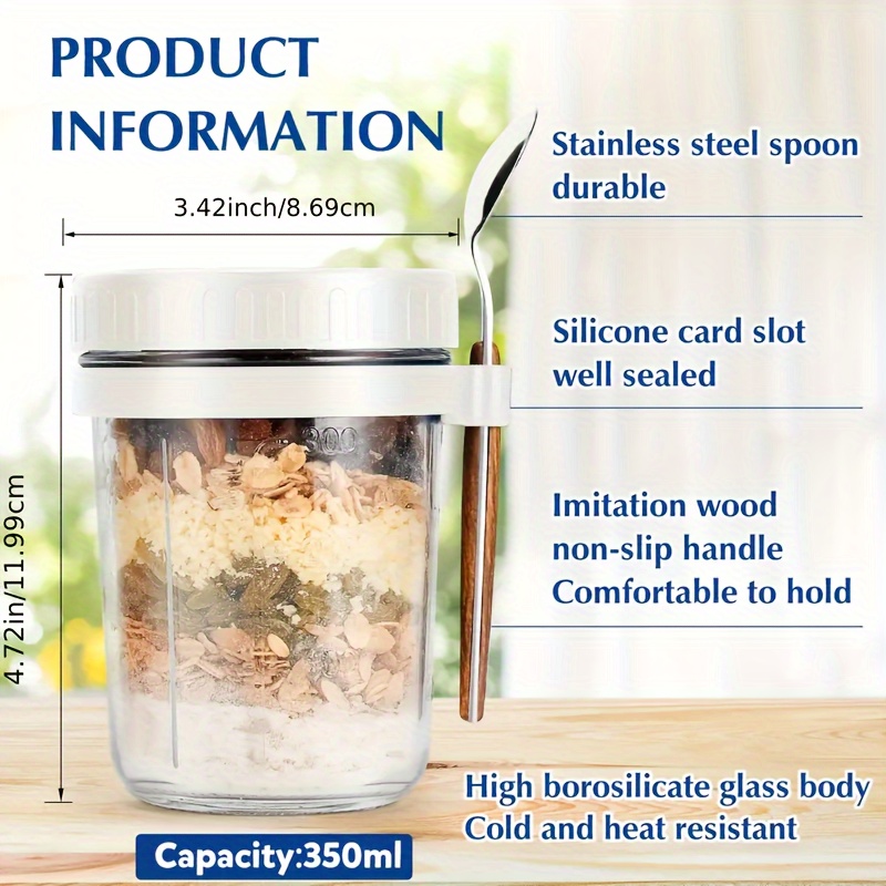 Taza de vidrio para avena, rec - Food Storage Canister reseña y precio
