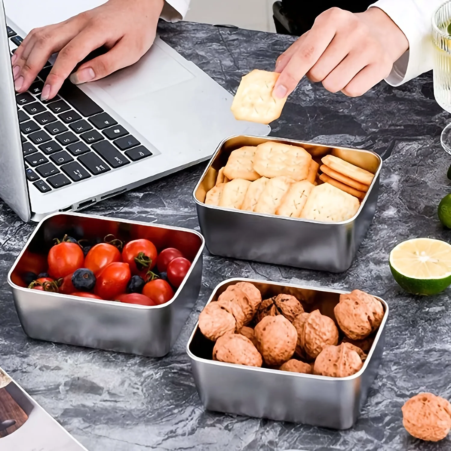 Juego de recipientes de acero  - Food Storage Stackable Containers reseña y precio
