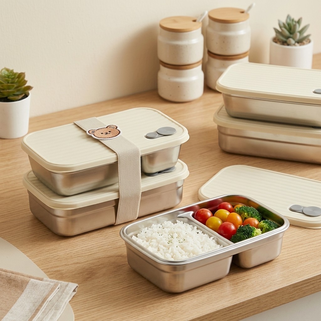 Lonchera de Acero Inoxidable,  - Food Storage Stackable Containers reseña y precio